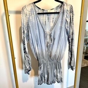 Surf Gypsy Tie Dye Beaded Romper Swim Cover Up